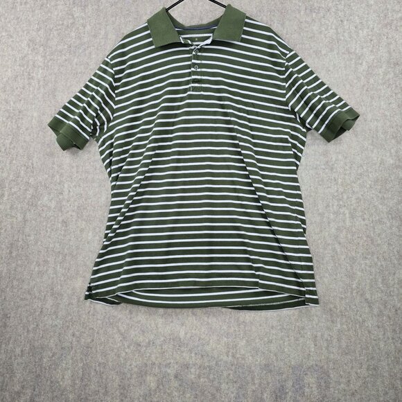 Van Heusen Mens Green & White Striped Polo Shirt XL Cotton - Picture 1 of 6